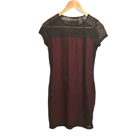 No Boundaries Floral Sheer Black Mini Dress Hot Pink Underlay Sz 8 Y2K Party - Picture 2 of 7